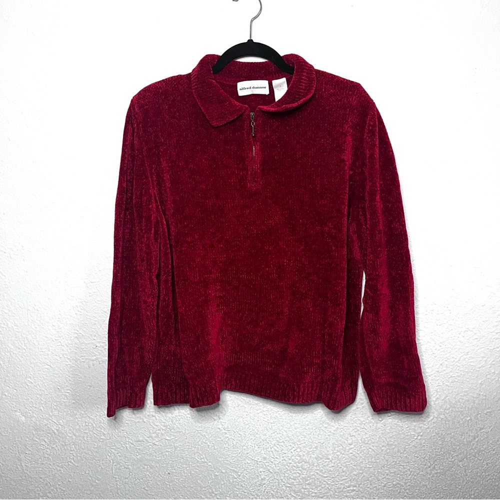 RED SOFT MICROFIBER QUARTER ZIP | ALFRED DUNNER
